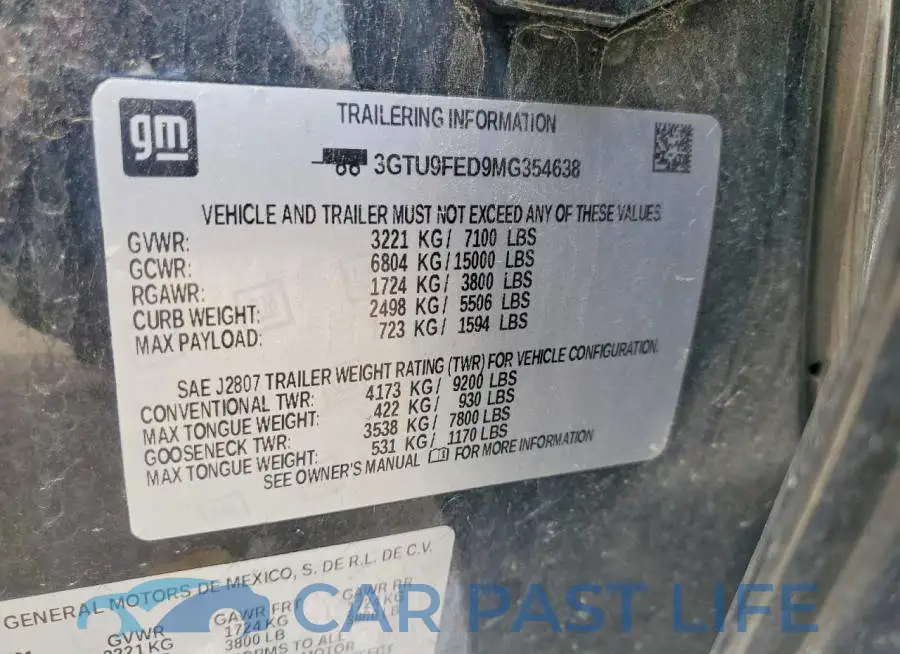 3GTU9FED9MG354638# 12