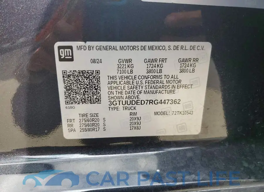 3GTUUDED7RG447362# 12