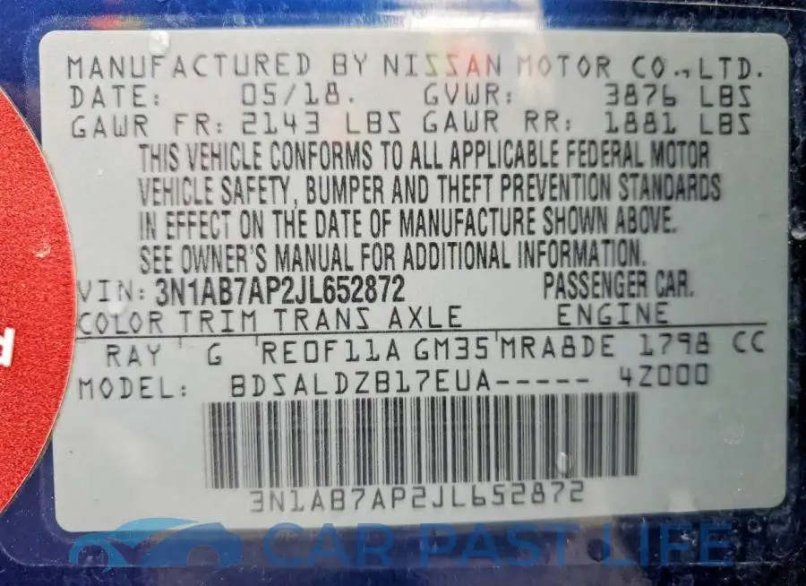 3N1AB7AP2JL652872# 13