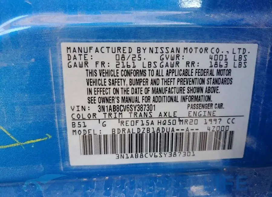 3N1AB8CV6SY387301# 12