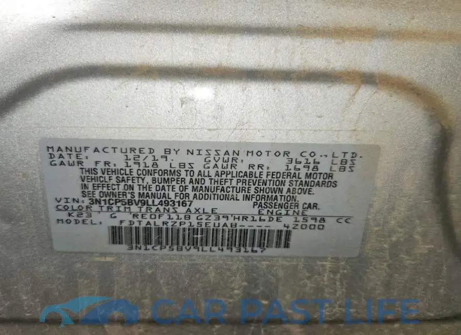 3N1CP5BV9LL493167# 13