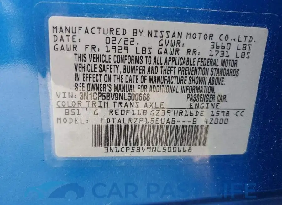 3N1CP5BV9NL500668# 12