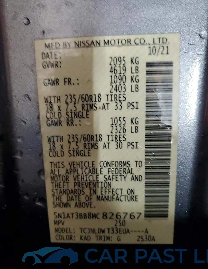5N1AT3BB8MC826767# 12