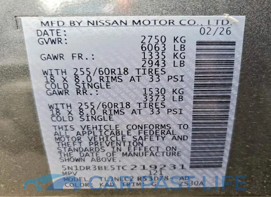 5N1DR3BE5TC219231# 14