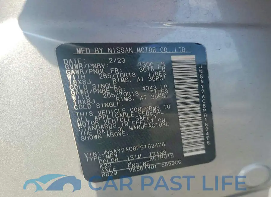JN8AY2AC8P9182476# 13