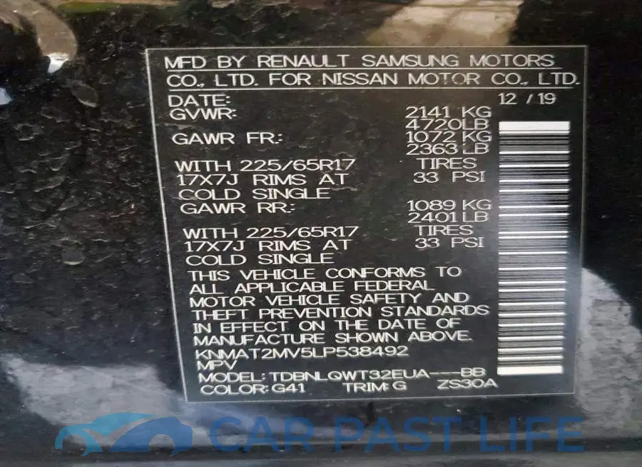 KNMAT2MV5LP538492# 13