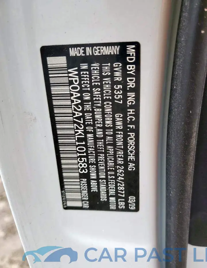 WP0AA2A72KL101583# 13