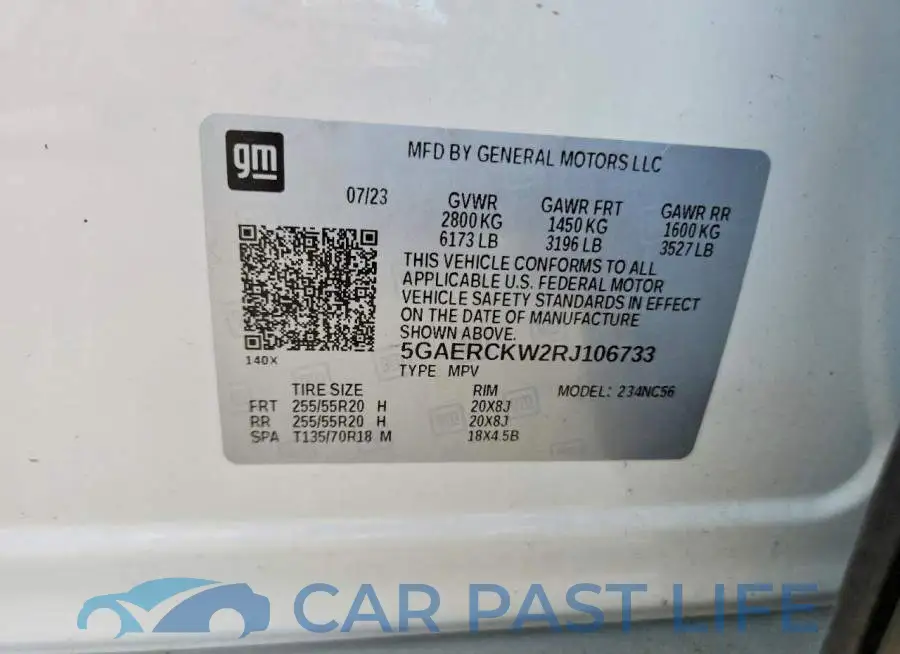 5GAERCKW2RJ106733# 13