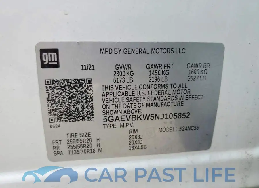 5GAEVBKW5NJ105852# 13