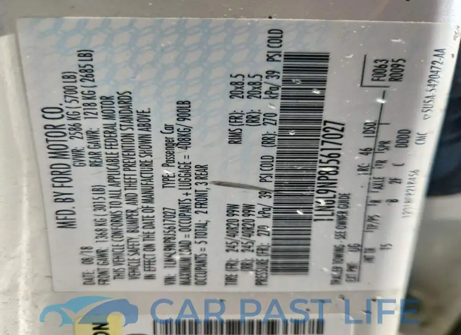 1LN6L9NP8J5617027# 12
