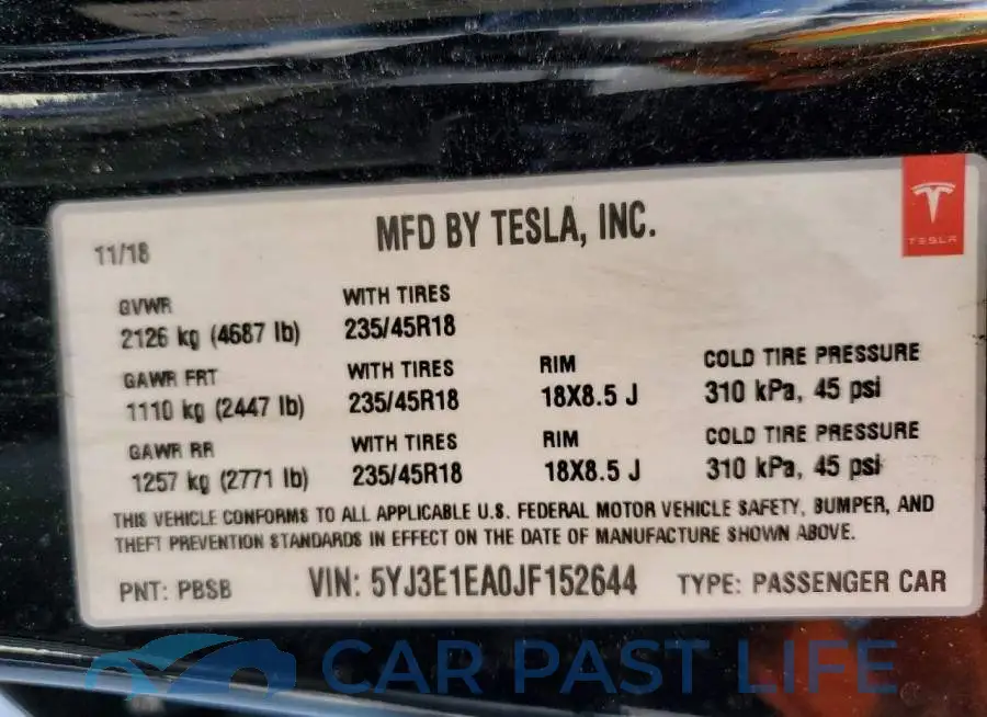 5YJ3E1EA0JF152644# 12