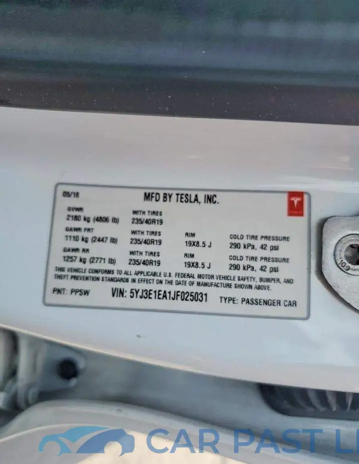 5YJ3E1EA1JF025031# 12