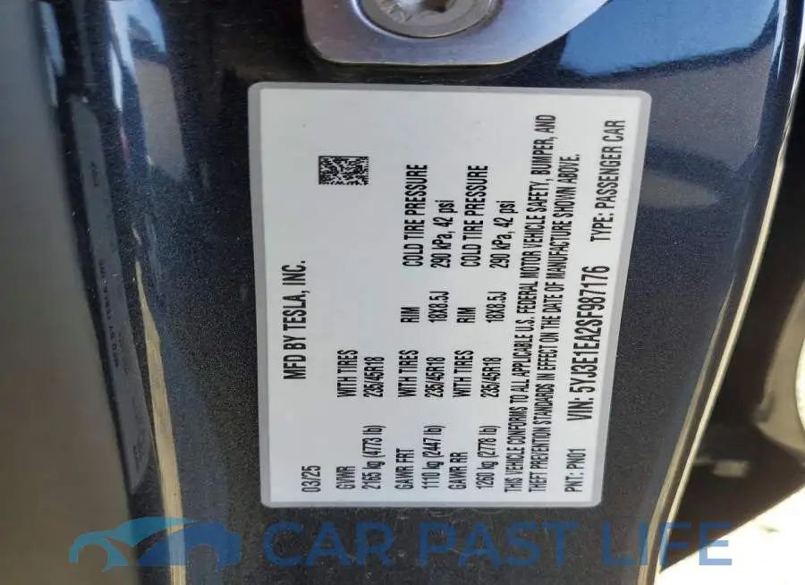 5YJ3E1EA2SF987176# 12
