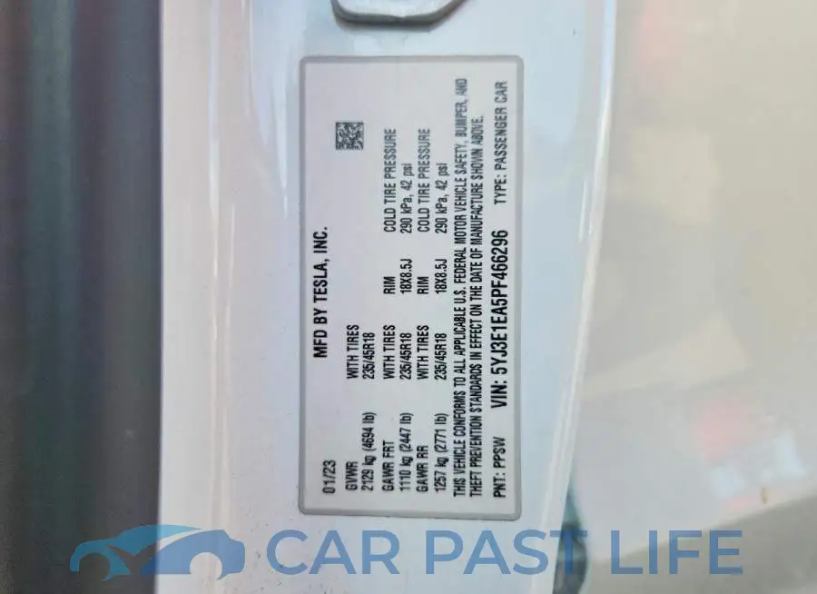 5YJ3E1EA5PF466296# 13