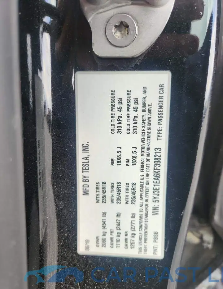 5YJ3E1EA6KF398213# 13