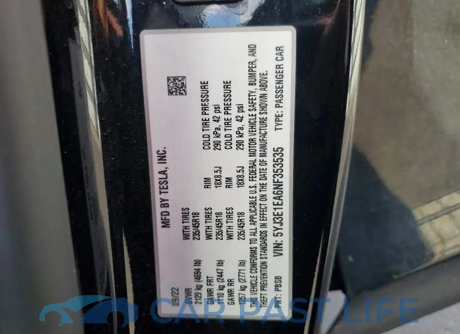 5YJ3E1EA6NF353535# 12