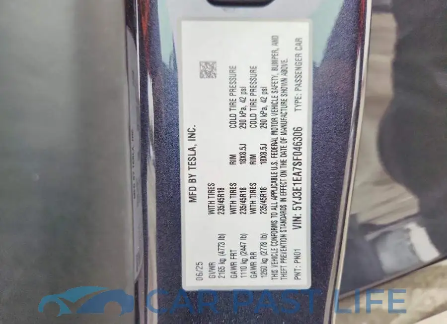 5YJ3E1EA7SF046306# 12