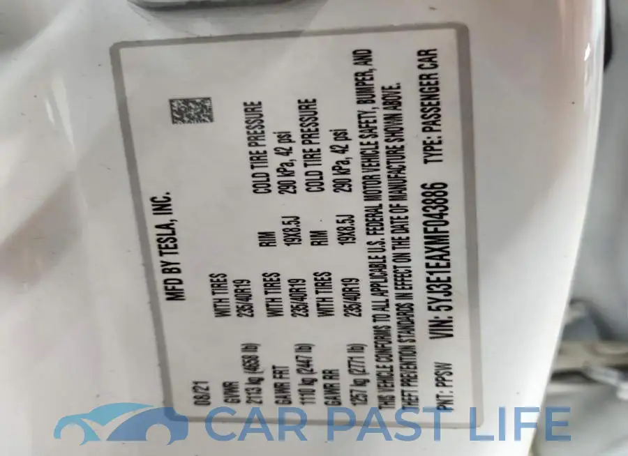 5YJ3E1EAXMF043886# 13