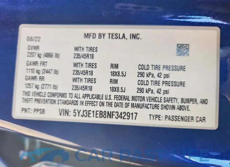 5YJ3E1EB8NF342917# 13
