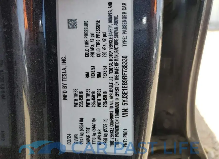 5YJ3E1EB9RF738330# 12