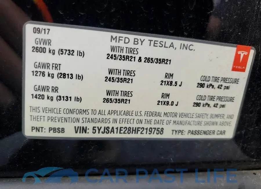 5YJSA1E28HF219758# 12