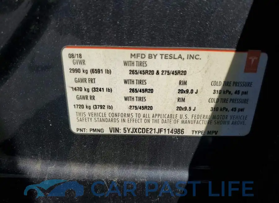 5YJXCDE21JF114986# 12