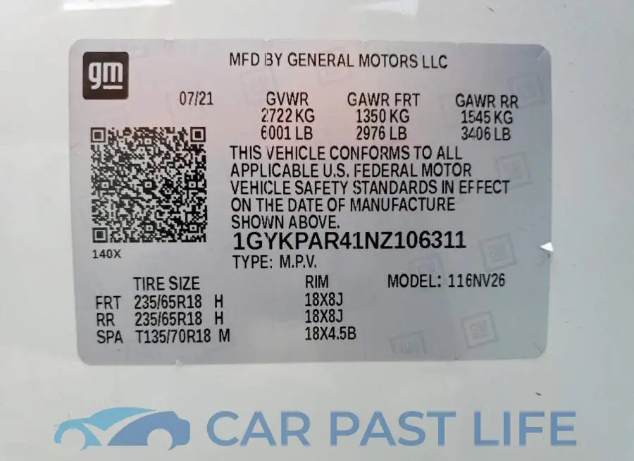 1GYKPAR41NZ106311# 13
