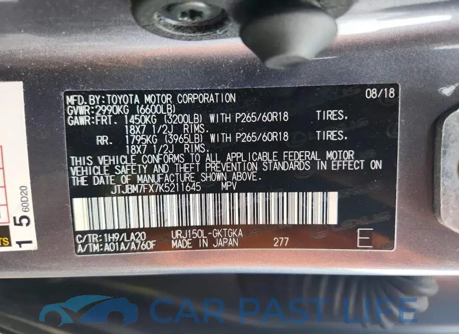 JTJBM7FX7K5211645# 14