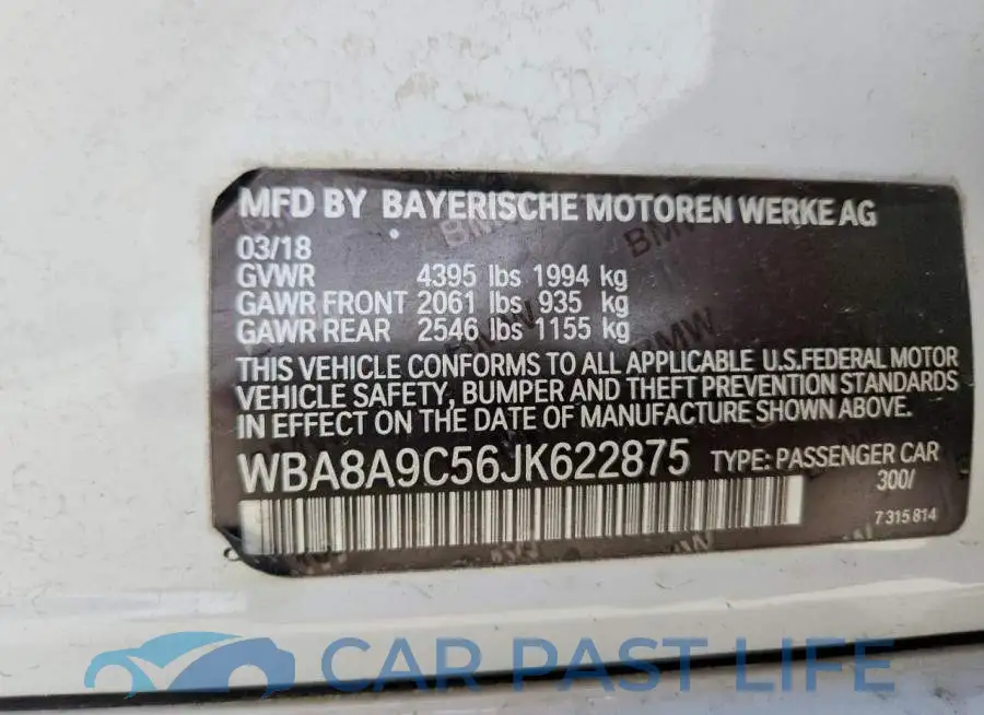 WBA8A9C56JK622875# 13