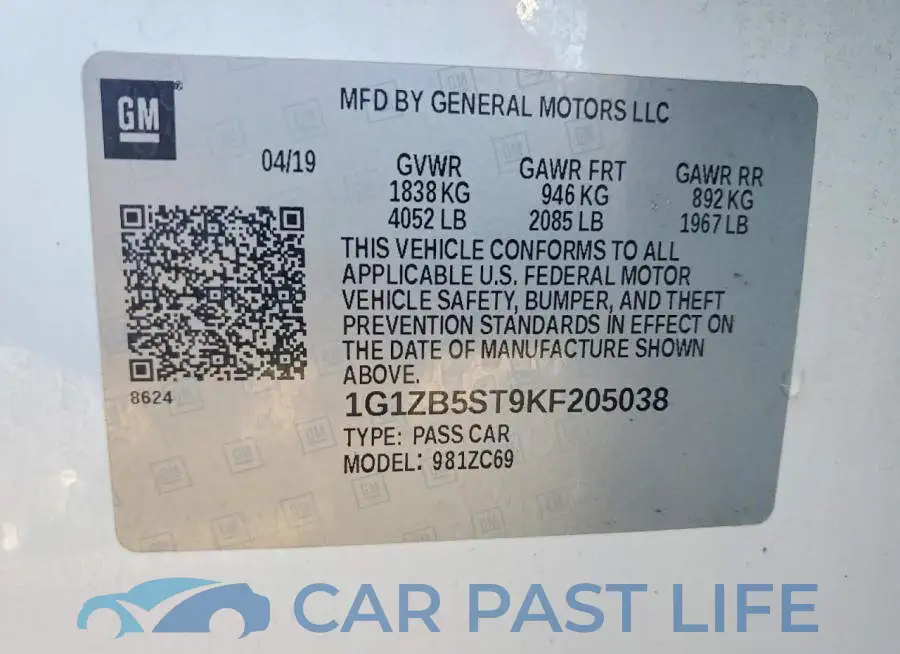 1G1ZB5ST9KF205038# 12