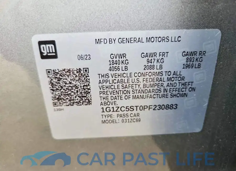 1G1ZC5ST0PF230883# 12