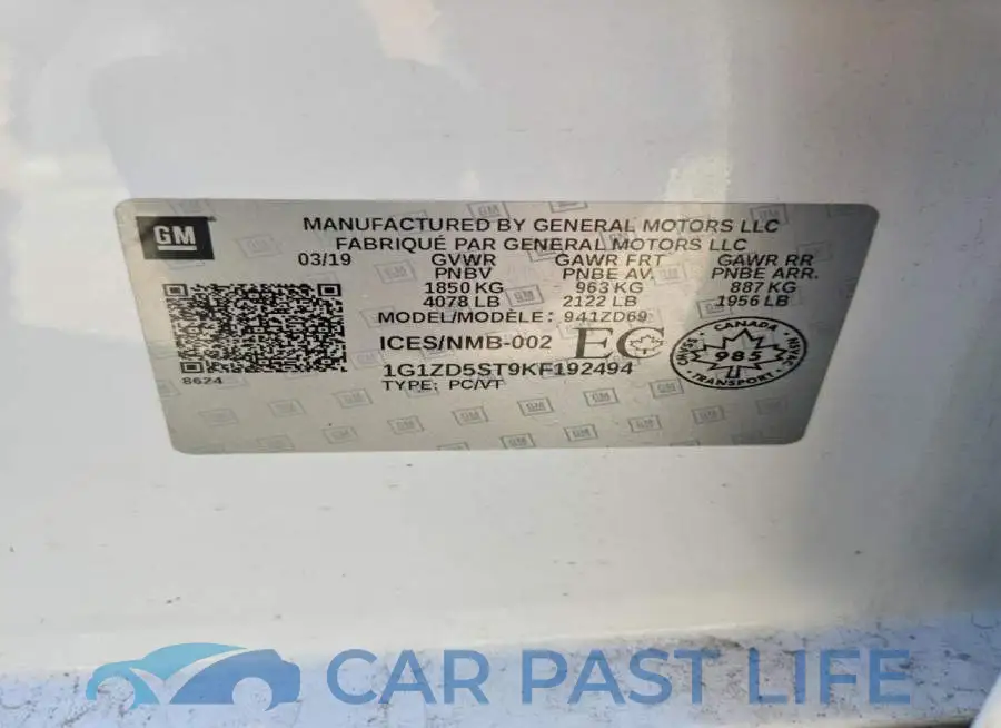 1G1ZD5ST9KF192494# 12