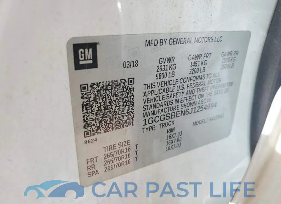 1GCGSBEN6J1254994# 12
