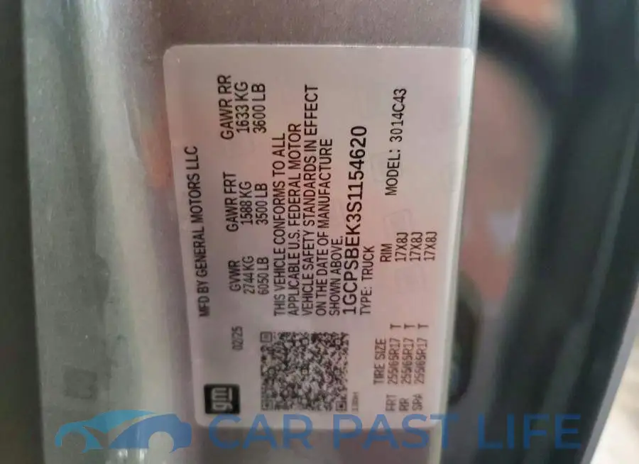 1GCPSBEK3S1154620# 12