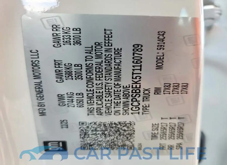 1GCPSBEK5T1160789# 12