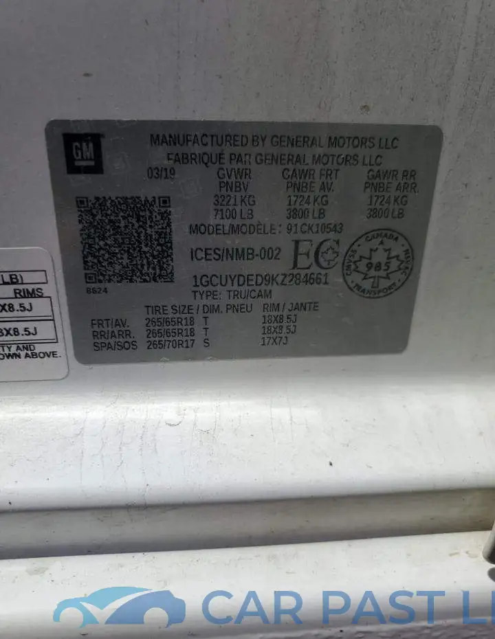 1GCUYDED9KZ284661# 12