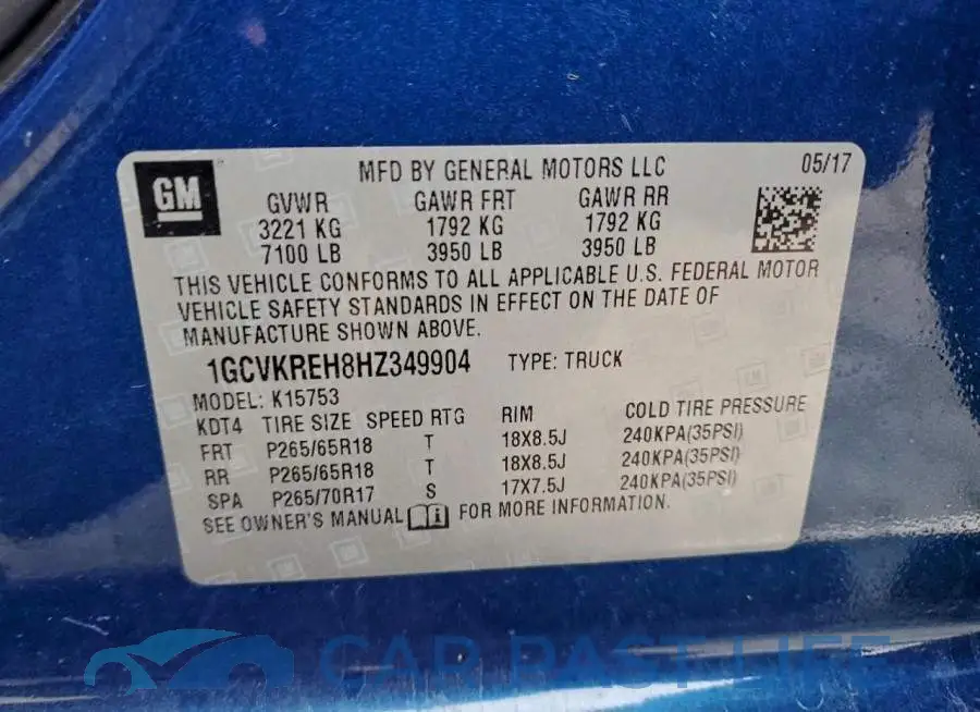 1GCVKREH8HZ349904# 12
