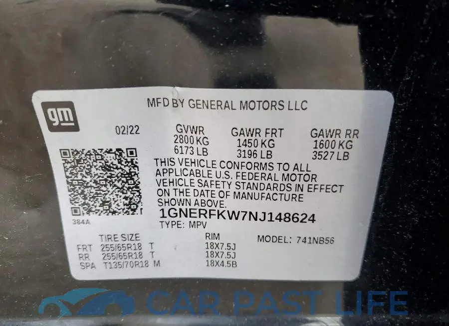 1GNERFKW7NJ148624# 13
