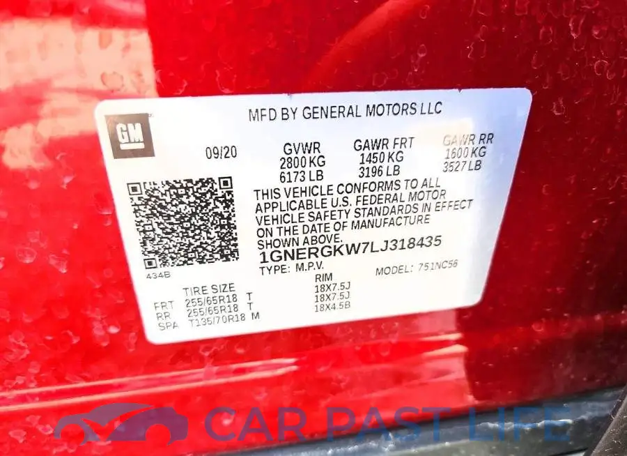 1GNERGKW7LJ318435# 13