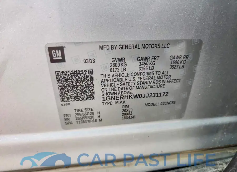 1GNERHKW0JJ231172# 13