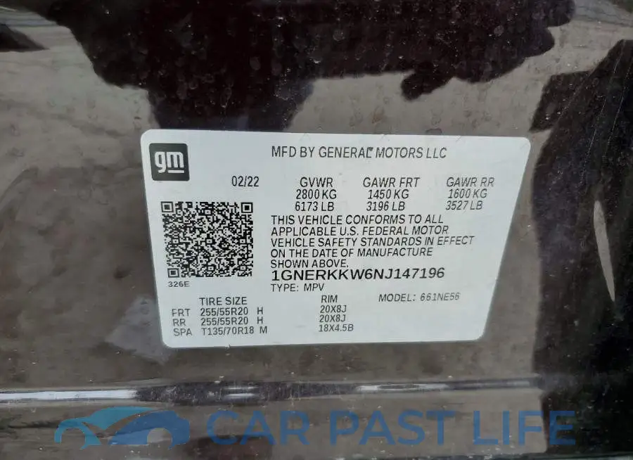 1GNERKKW6NJ147196# 12