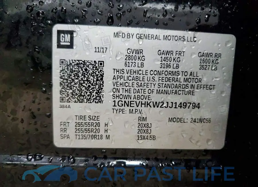 1GNEVHKW2JJ149794# 13