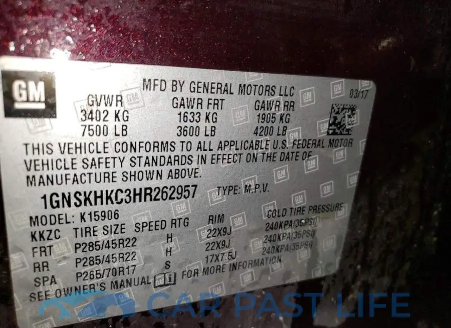 1GNSKHKC3HR262957# 13