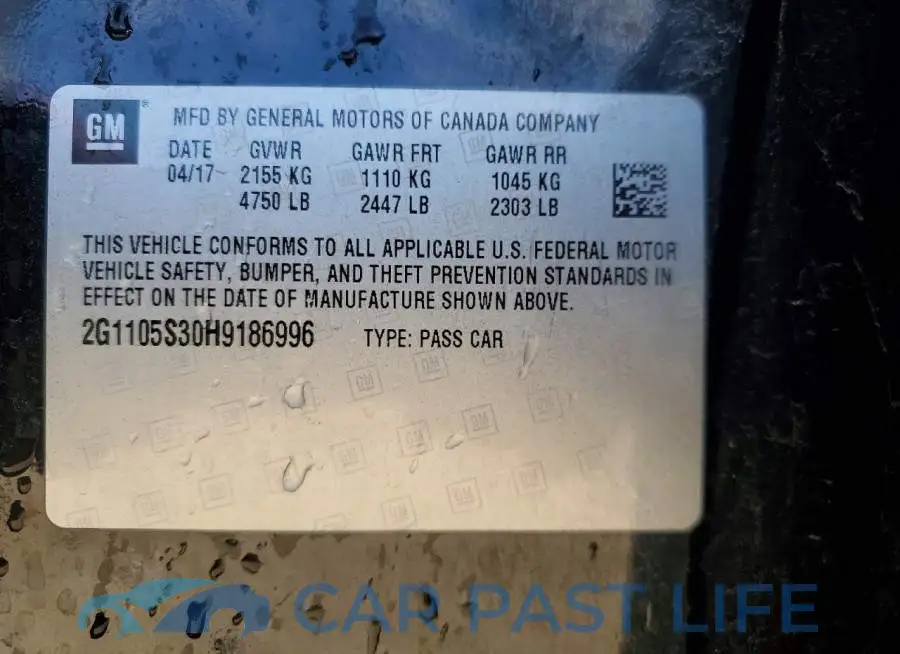 2G1105S30H9186996# 12