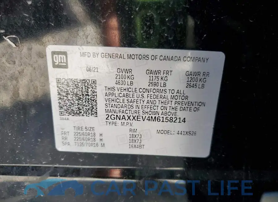 2GNAXXEV4M6158214# 12