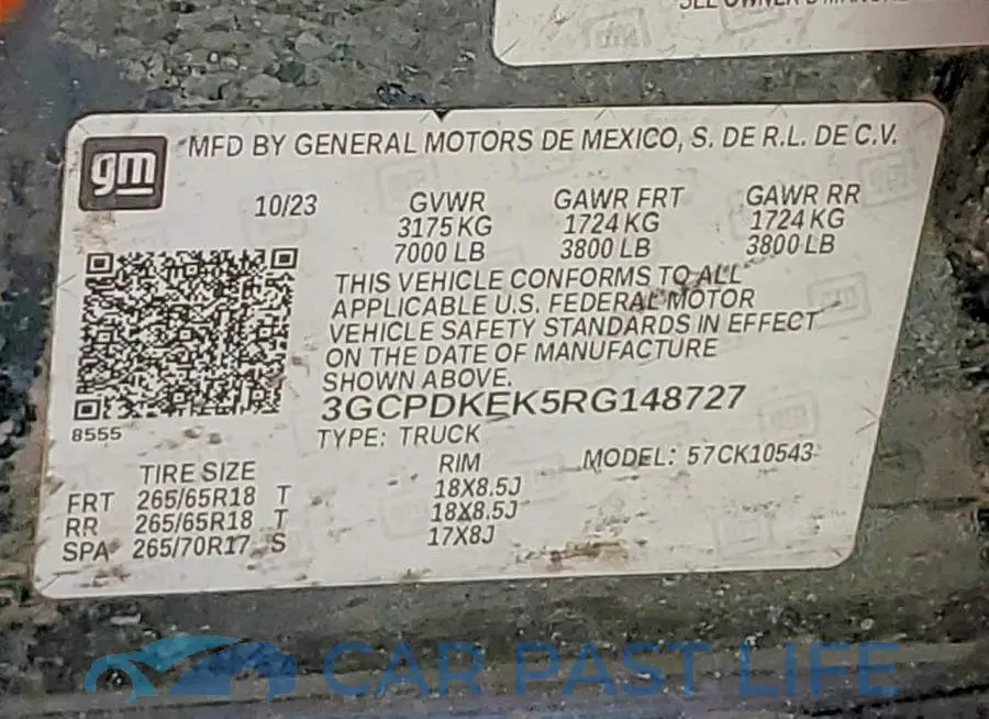 3GCPDKEK5RG148727# 13