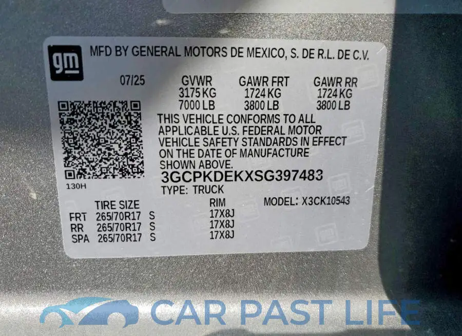 3GCPKDEKXSG397483# 12