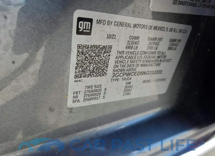 3GCPWCED5NG102231# 12