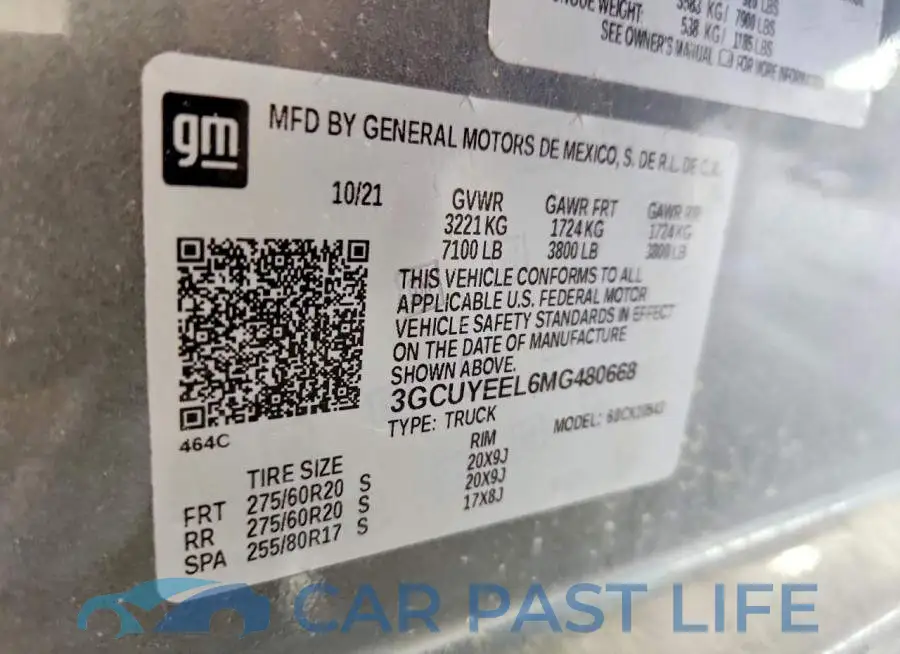 3GCUYEEL6MG480668# 12