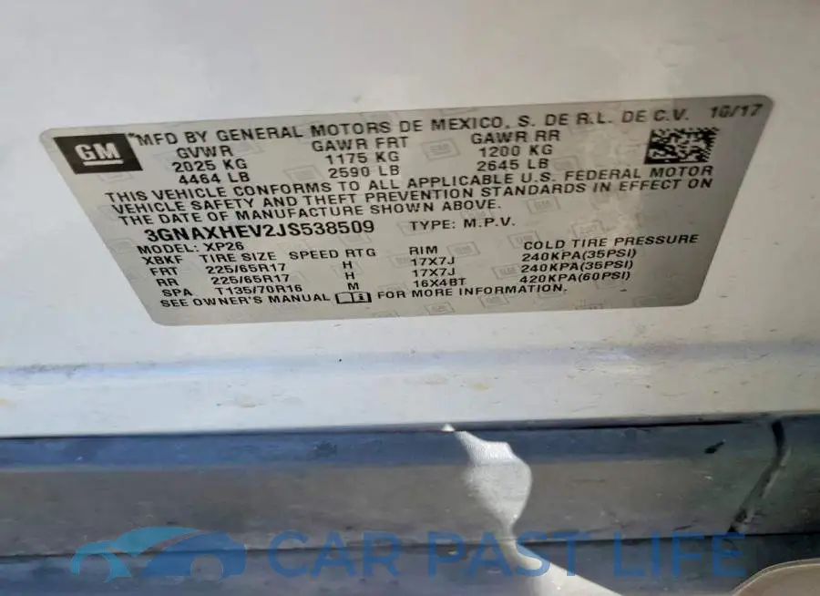 3GNAXHEV2JS538509# 13
